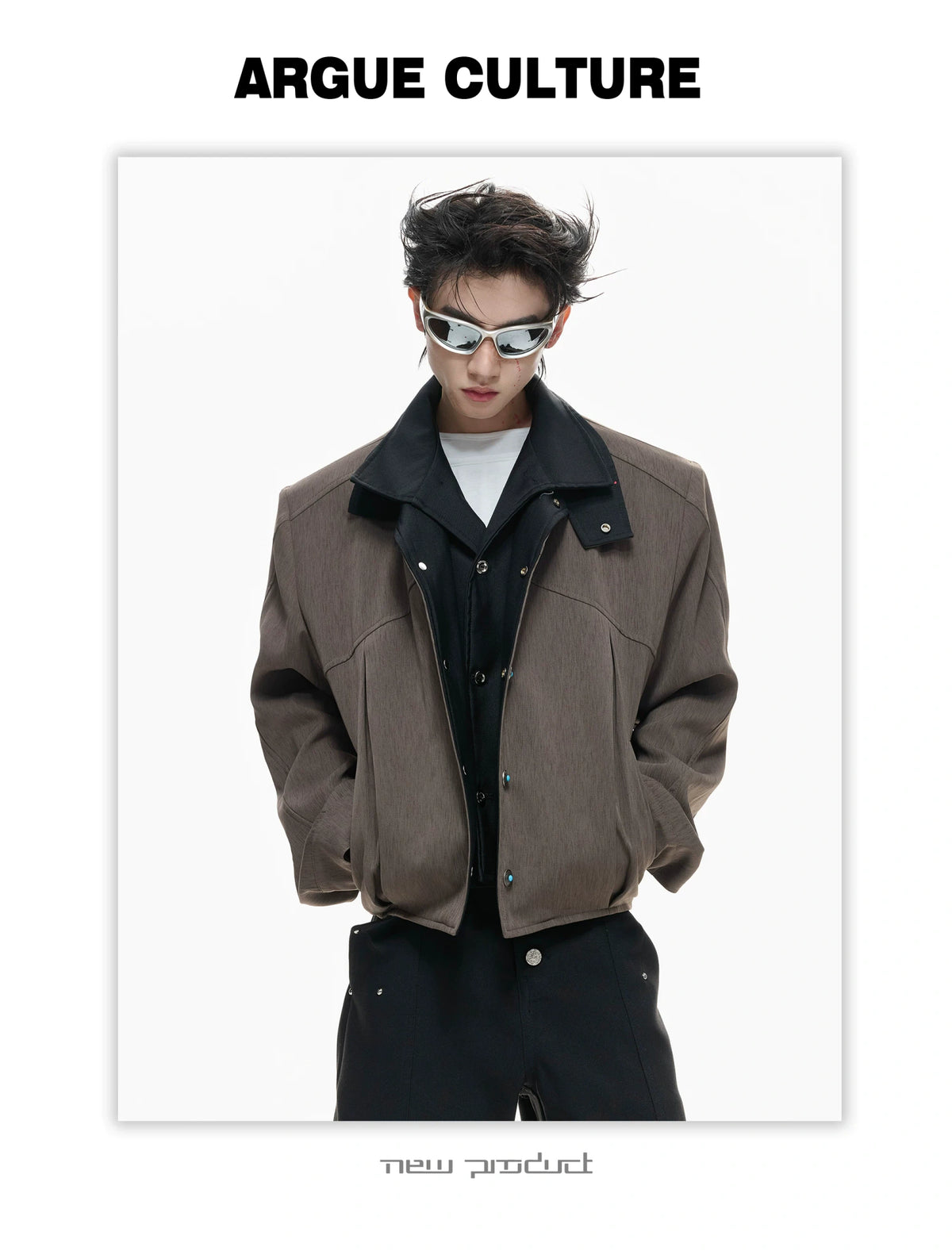 Textured Color-Block Cropped Jacket for Streetwear - detail image 15