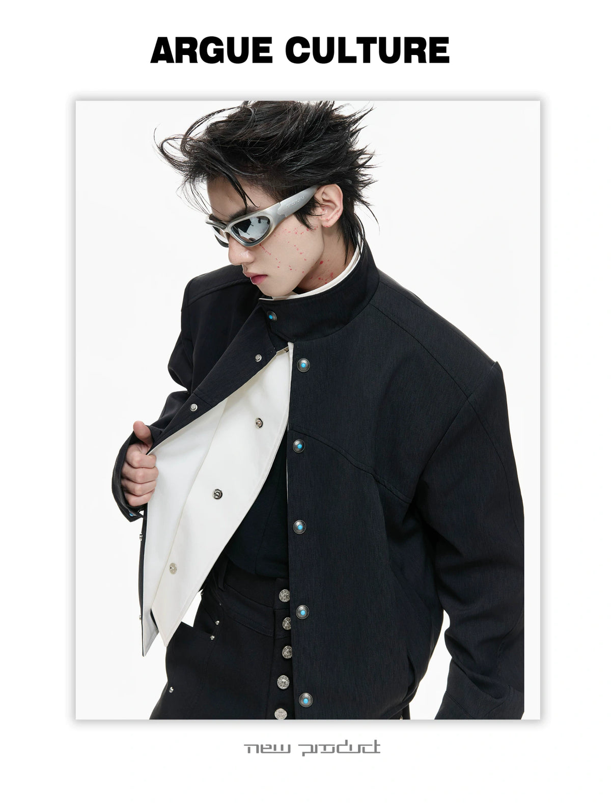 Textured Color-Block Cropped Jacket for Streetwear - detail image 10