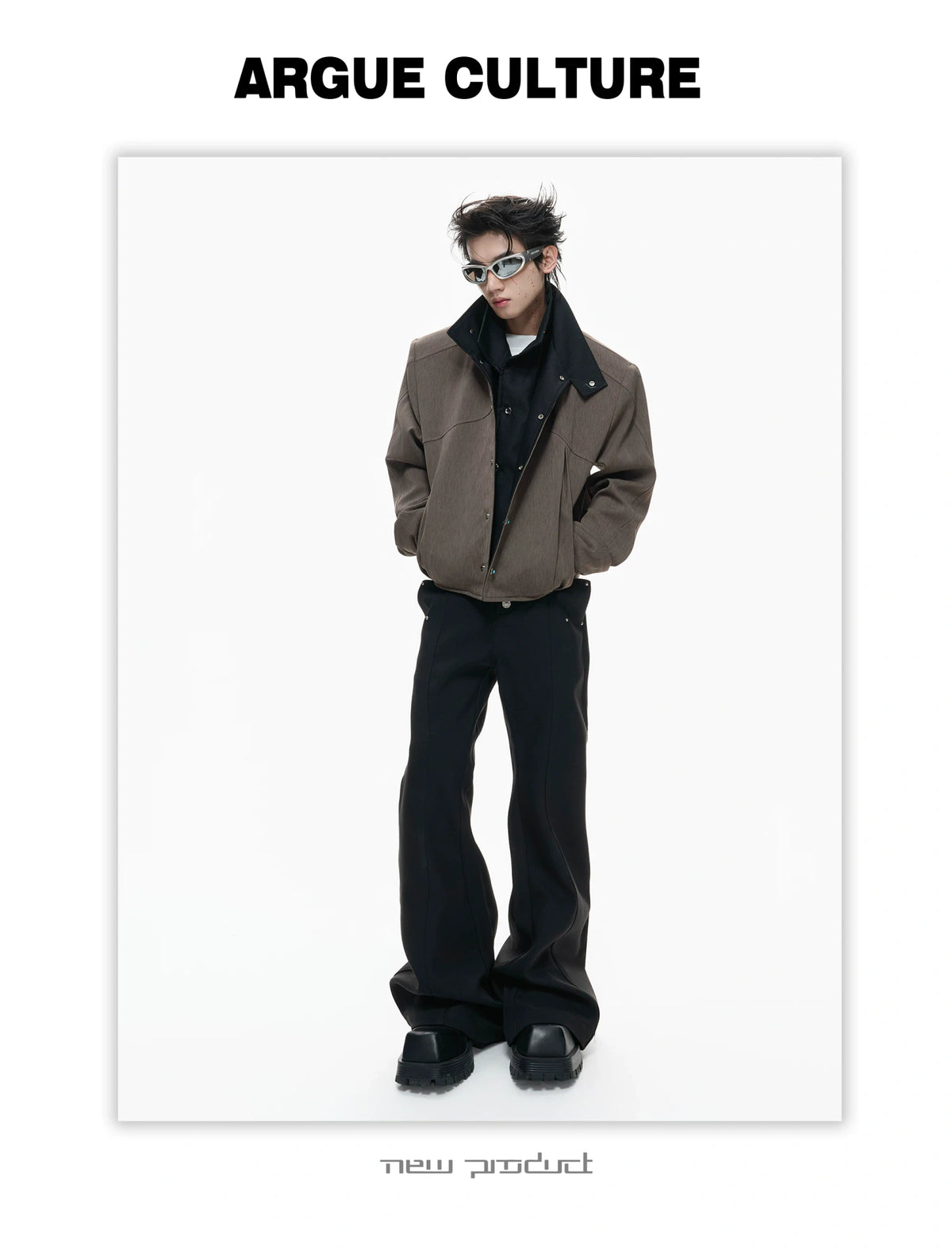 Textured Color-Block Cropped Jacket for Streetwear - detail image 18