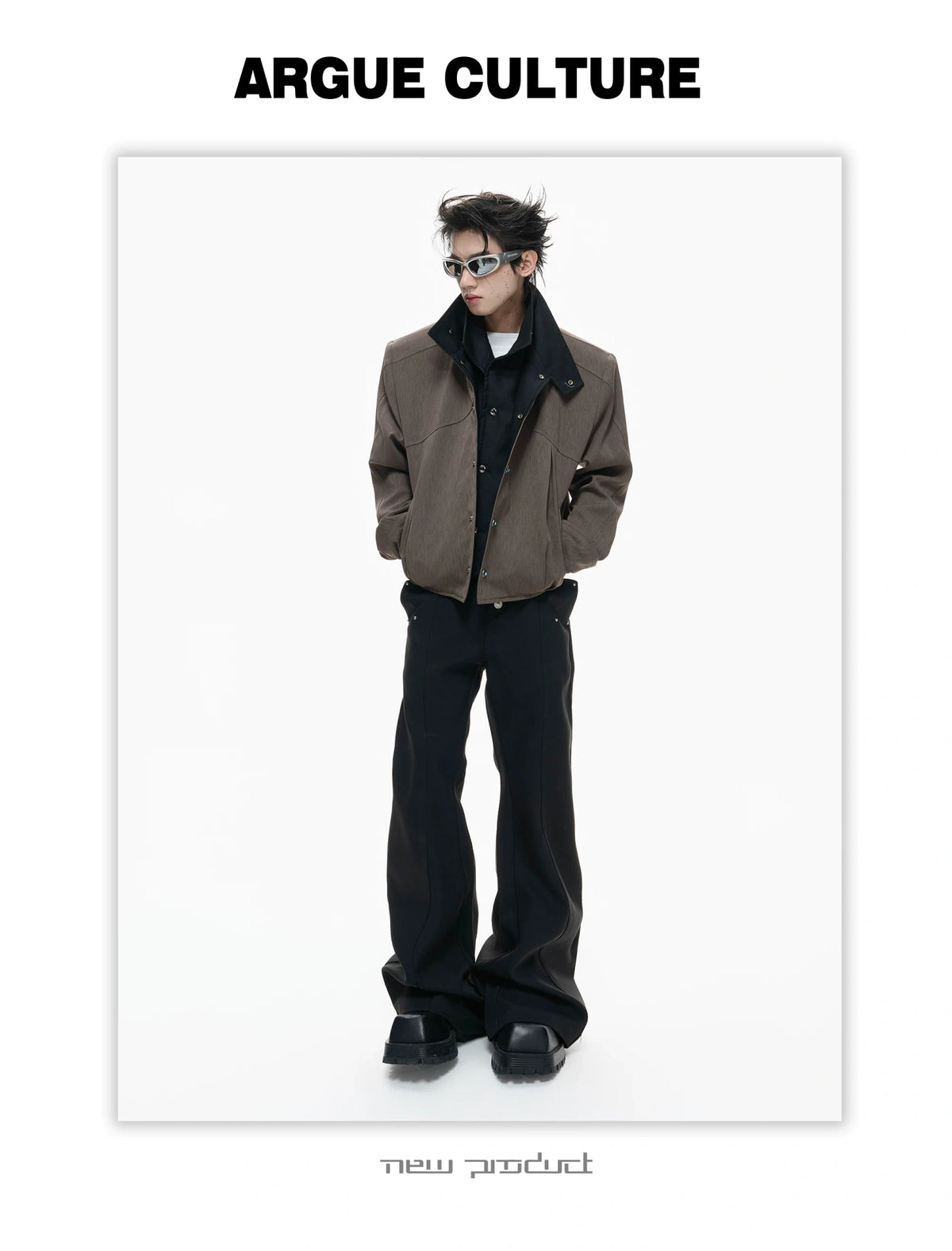 Textured Color-Block Cropped Jacket for Streetwear - detail image 19