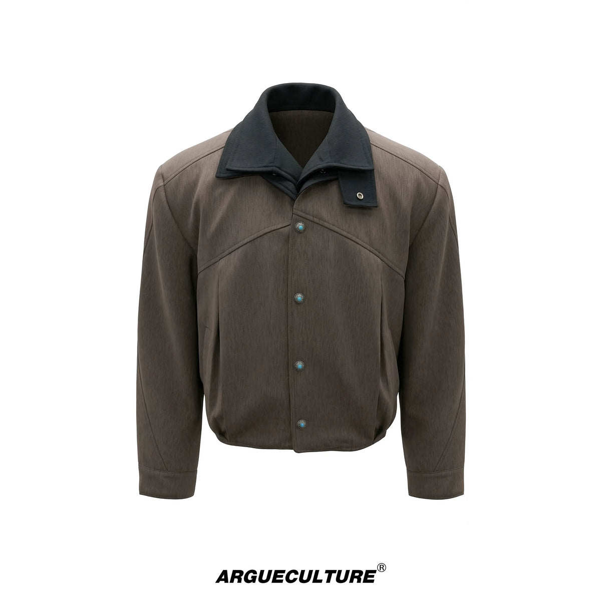 Textured Color-Block Cropped Jacket for Streetwear - Gray