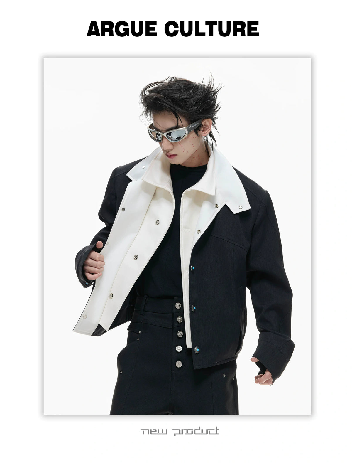 Textured Color-Block Cropped Jacket for Streetwear - detail image 7