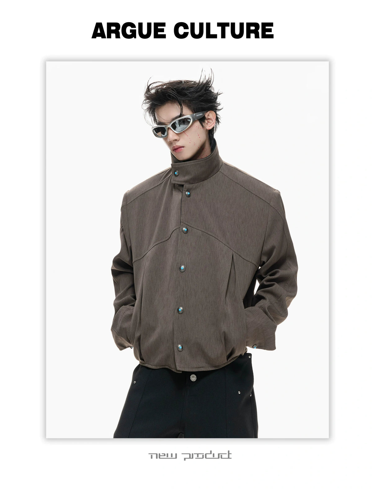 Textured Color-Block Cropped Jacket for Streetwear - detail image 16
