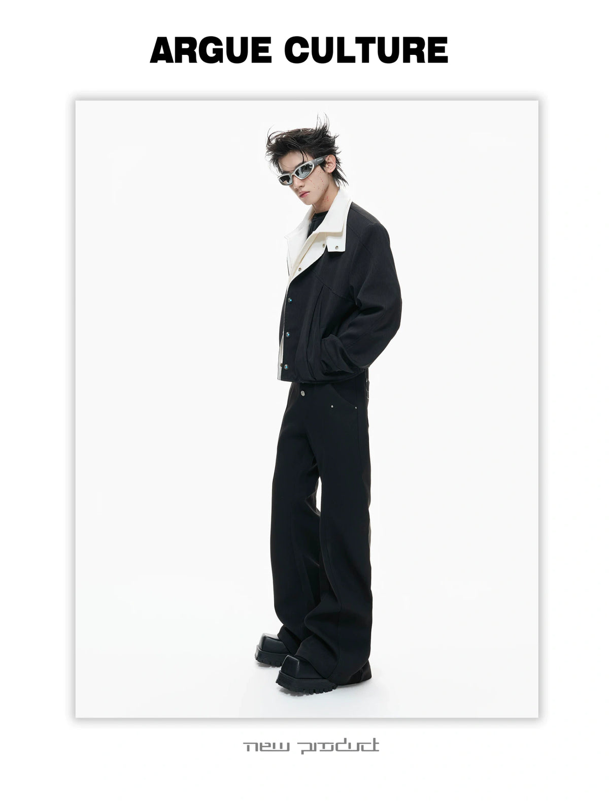 Textured Color-Block Cropped Jacket for Streetwear - detail image 12