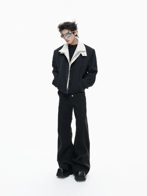 Textured Color-Block Cropped Jacket for Streetwear - main image 4