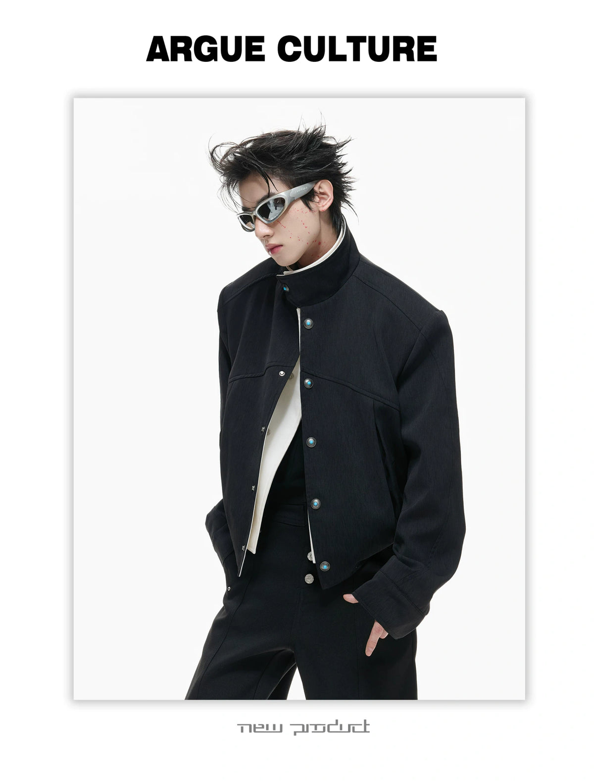 Textured Color-Block Cropped Jacket for Streetwear - detail image 9