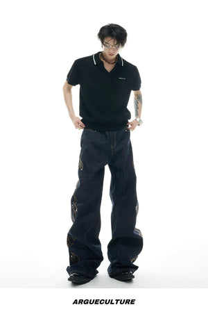 desc::textured-knit-polo-contrast-stitching-oversized-shirt-detail-img-14