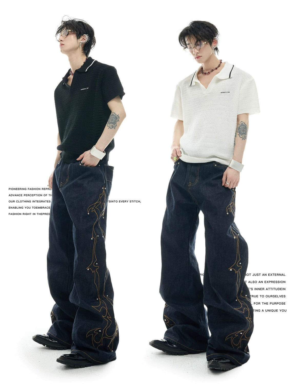 desc::textured-knit-polo-contrast-stitching-oversized-shirt-detail-img-2