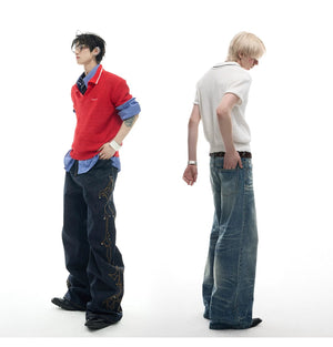 desc::textured-knit-polo-contrast-stitching-oversized-shirt-detail-img-4