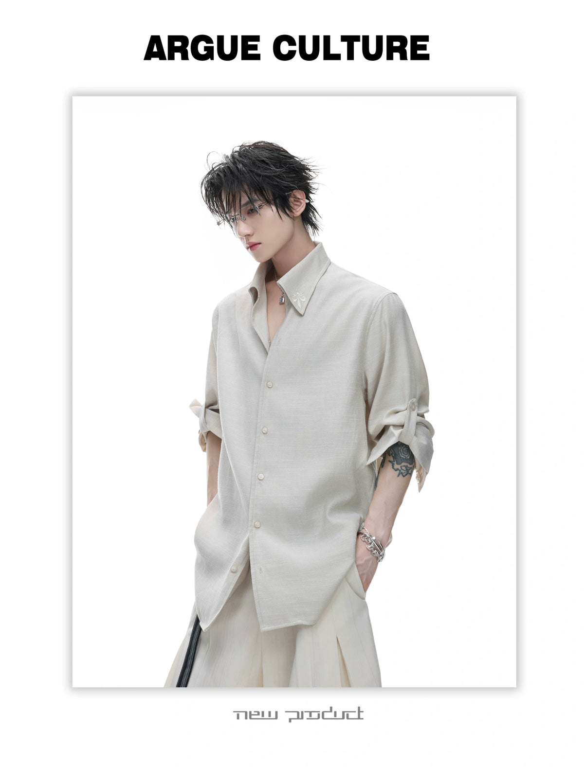 Textured Pleated Long-Sleeve Button-Front Shirt - detail image 25