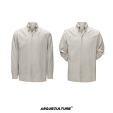 Textured Pleated Long-Sleeve Button-Front Shirt - Khaki