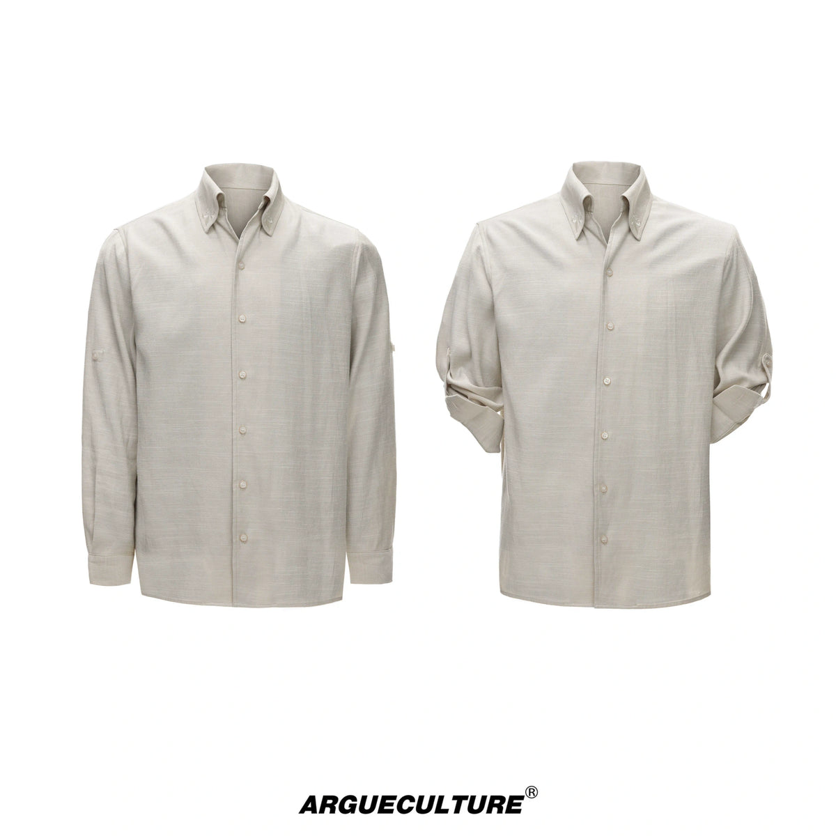 Textured Pleated Long-Sleeve Button-Front Shirt - Khaki