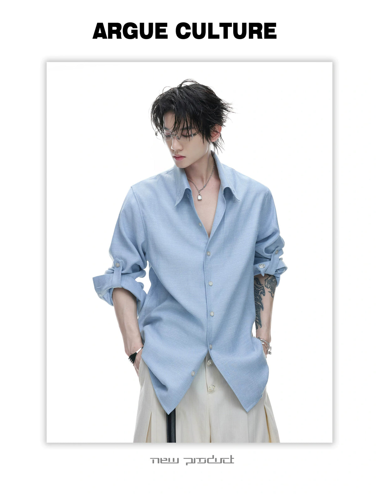 Textured Pleated Long-Sleeve Button-Front Shirt - detail image 8