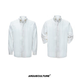 Textured Pleated Long-Sleeve Button-Front Shirt - White