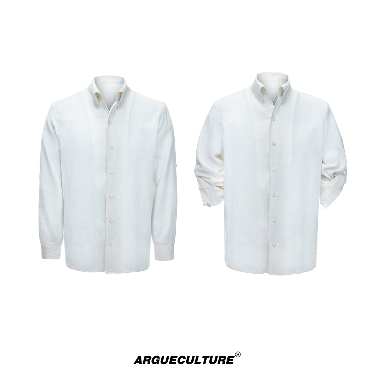 Textured Pleated Long-Sleeve Button-Front Shirt - White