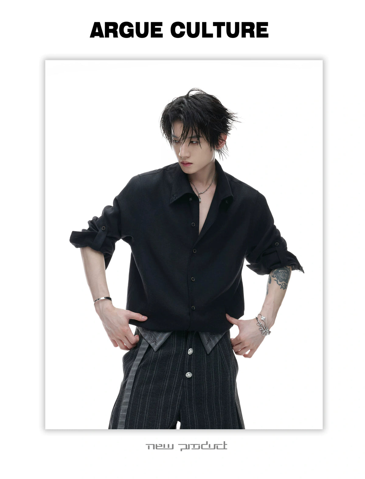 Textured Pleated Long-Sleeve Button-Front Shirt - detail image 20