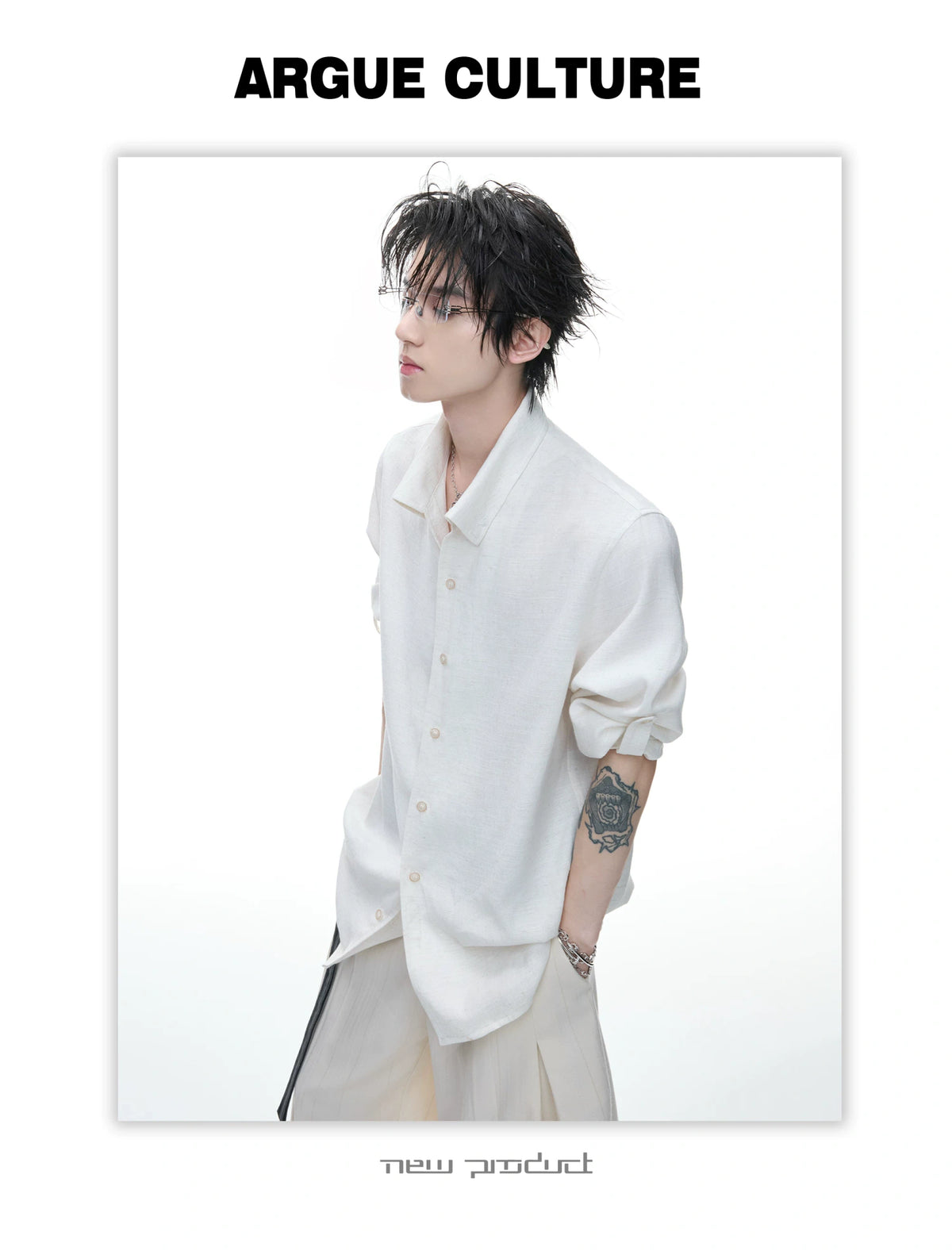 Textured Pleated Long-Sleeve Button-Front Shirt - detail image 13