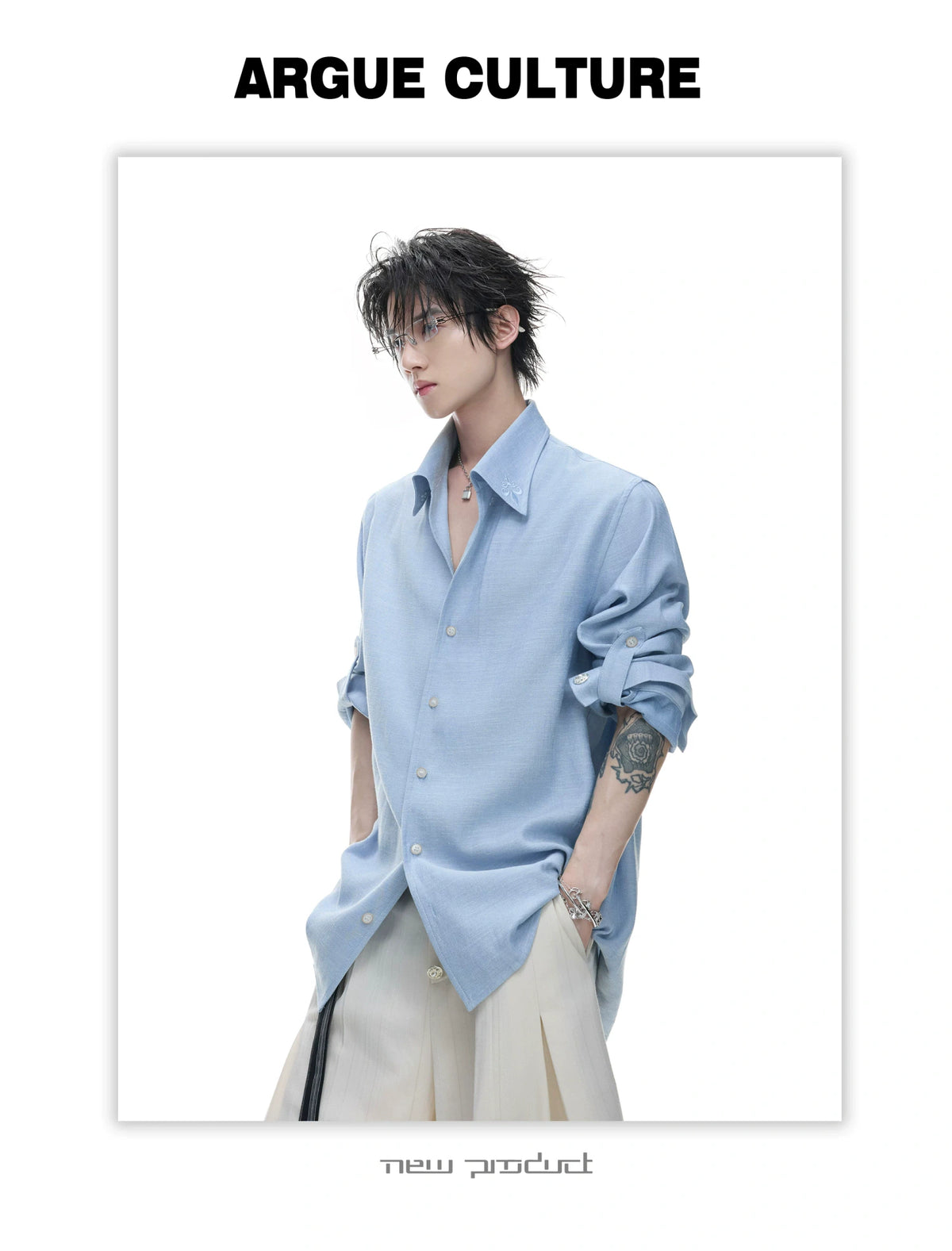 Textured Pleated Long-Sleeve Button-Front Shirt - detail image 10
