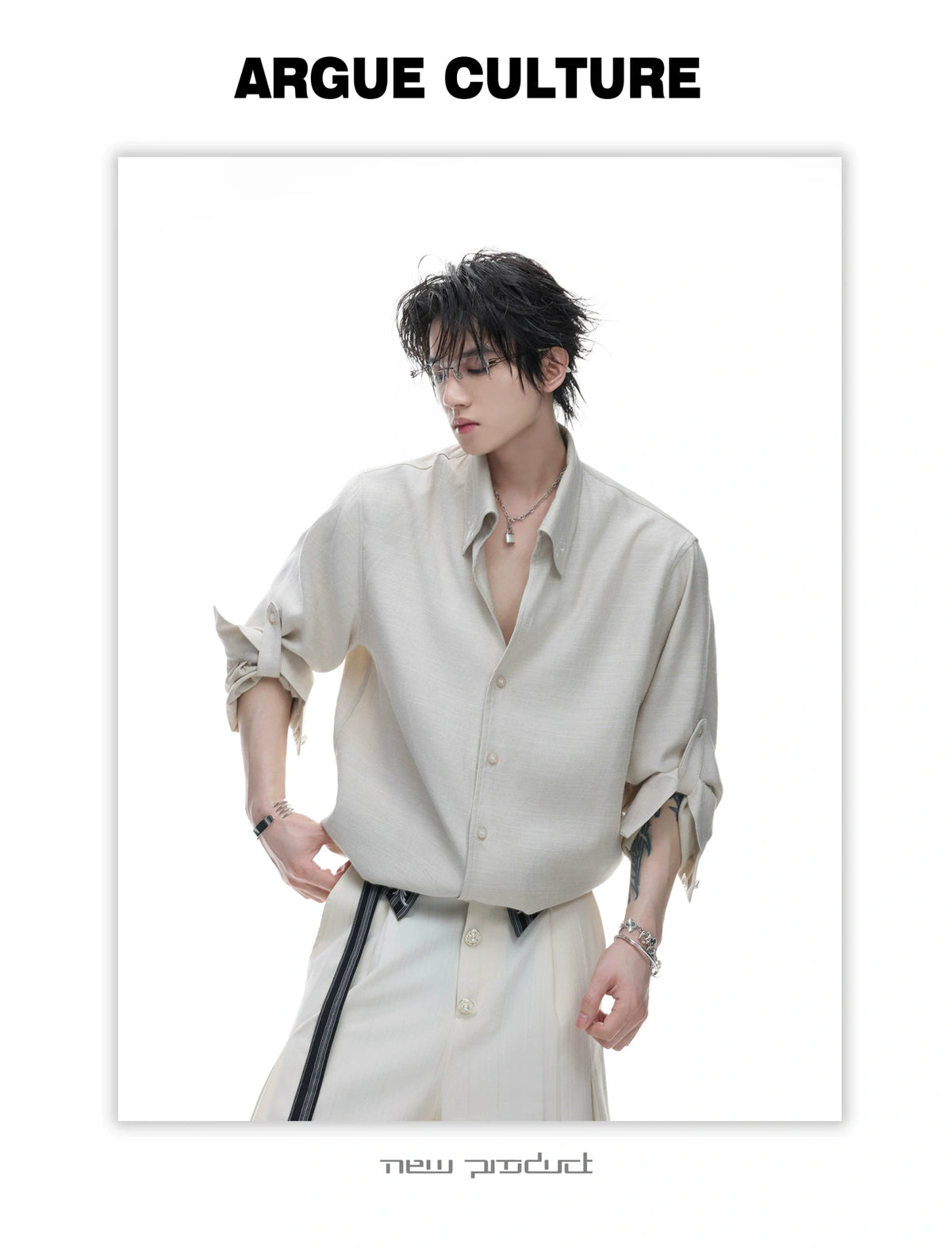 Textured Pleated Long-Sleeve Button-Front Shirt - detail image 24