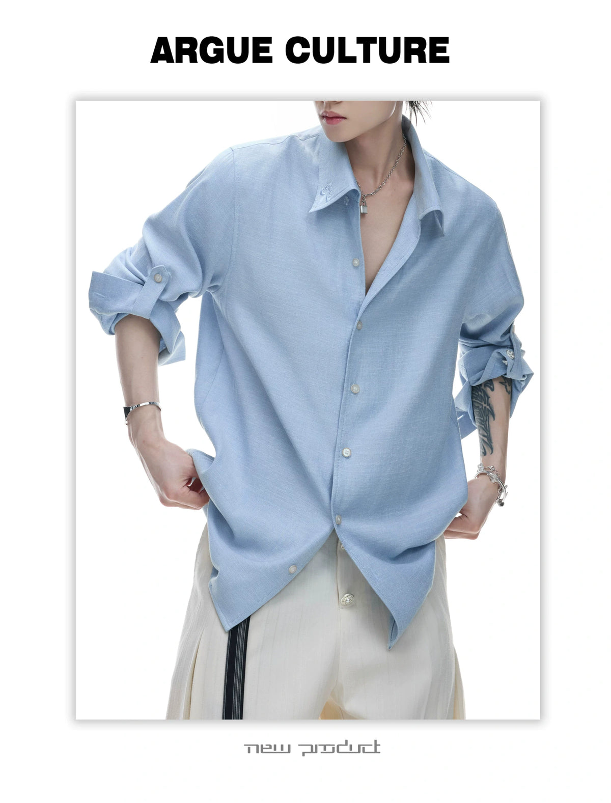 Textured Pleated Long-Sleeve Button-Front Shirt - detail image 7