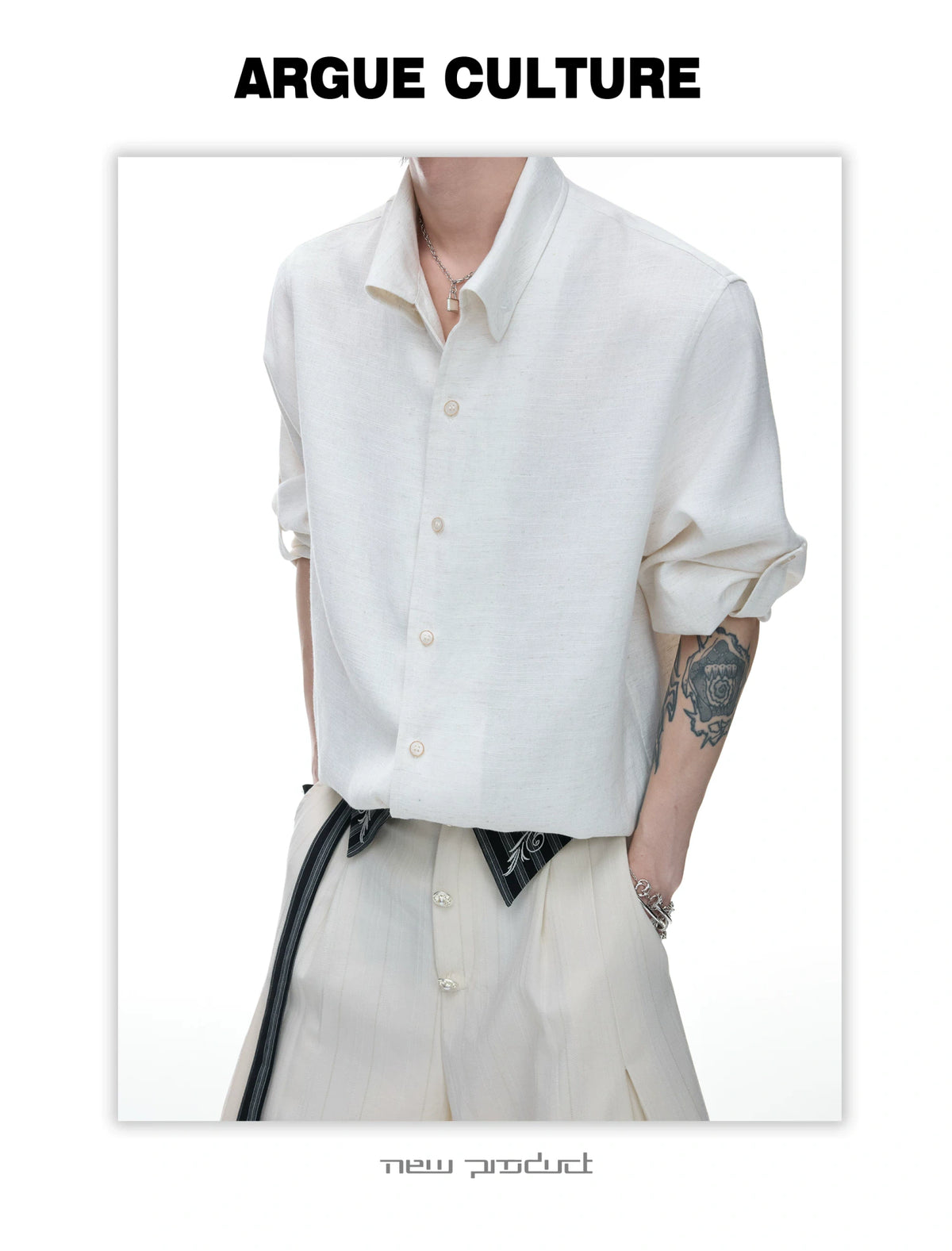 Textured Pleated Long-Sleeve Button-Front Shirt - detail image 12