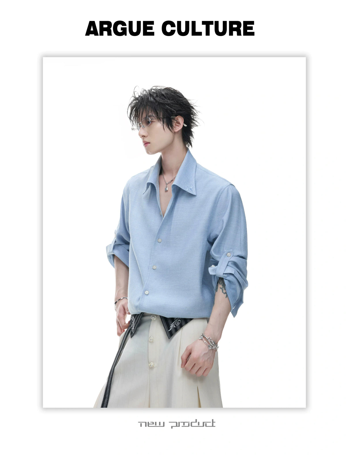Textured Pleated Long-Sleeve Button-Front Shirt - detail image 9