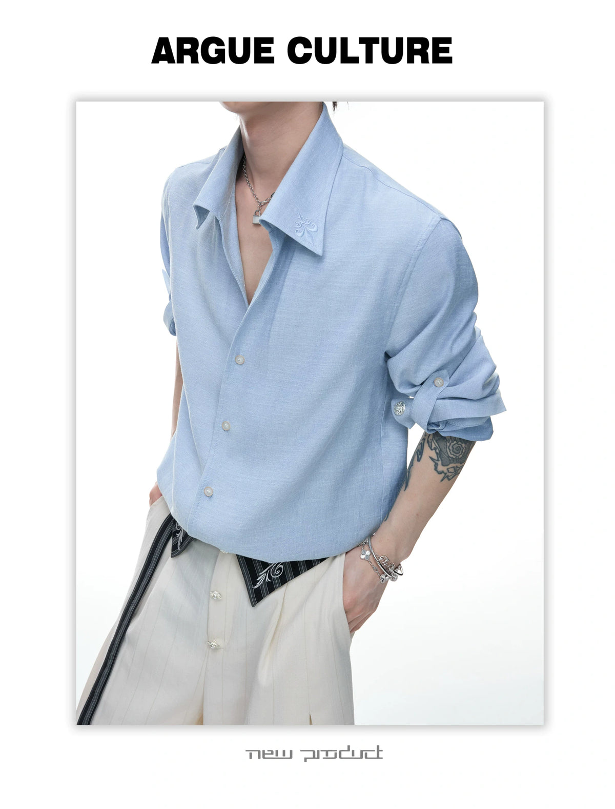 Textured Pleated Long-Sleeve Button-Front Shirt - detail image 11