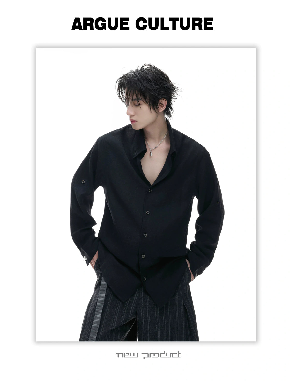 Textured Pleated Long-Sleeve Button-Front Shirt - detail image 17
