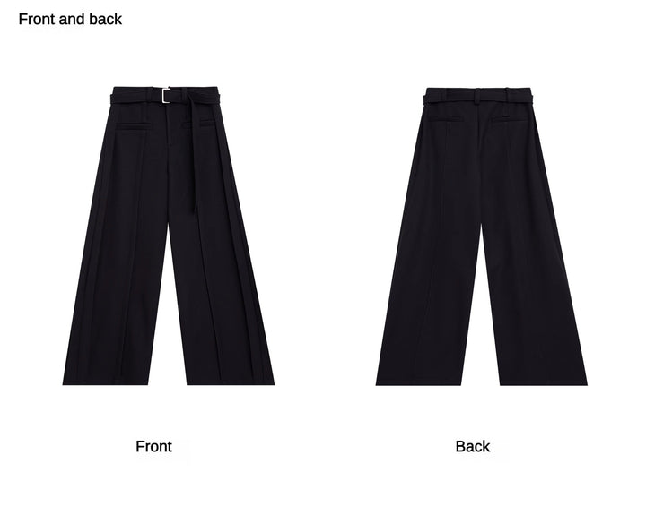 Three - Dimensional Pleated Casual Trousers with Belt Design for Spring - ArguE CulturE