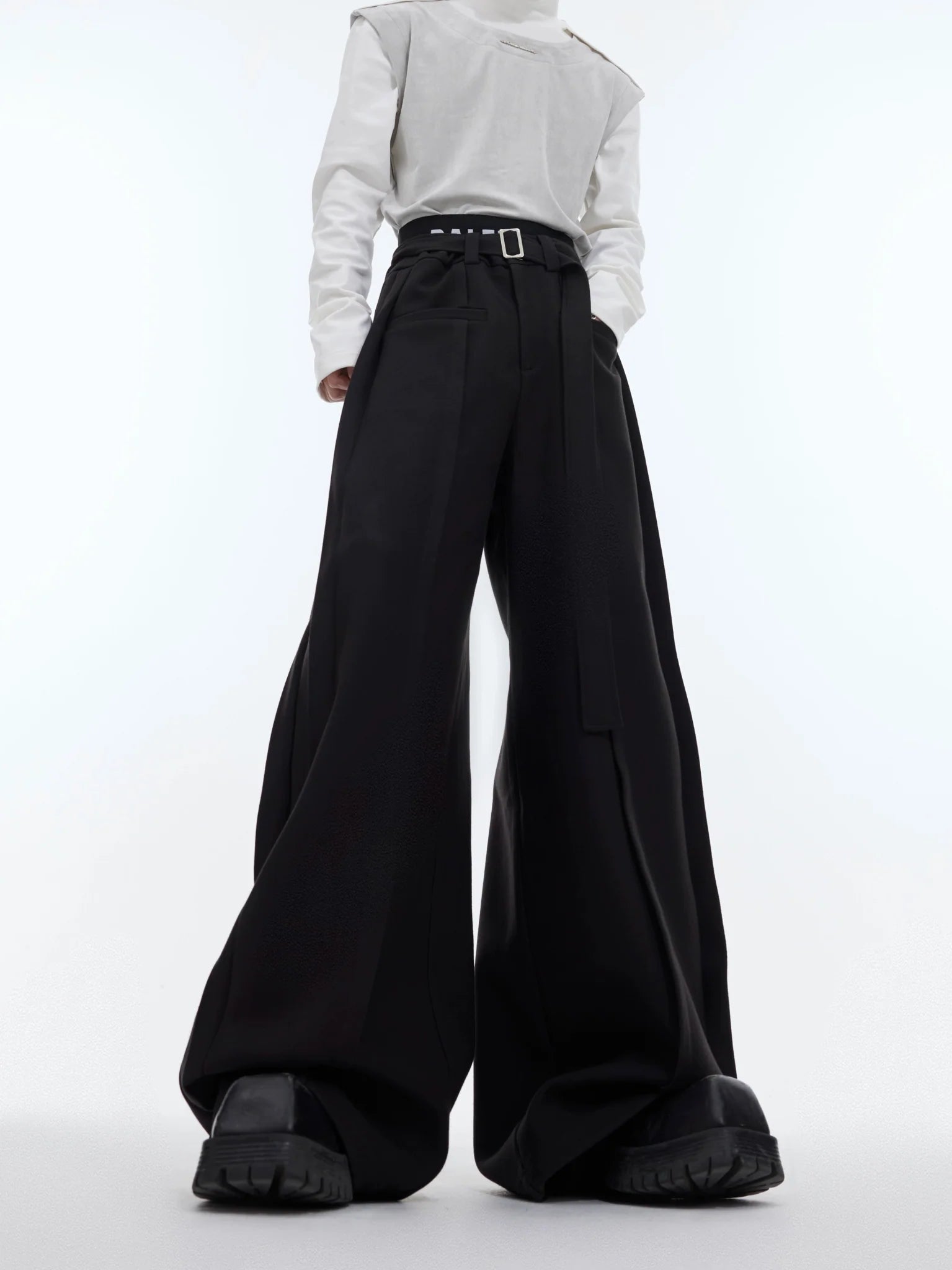 Three - Dimensional Pleated Casual Trousers with Belt Design for Spring - ArguE CulturE