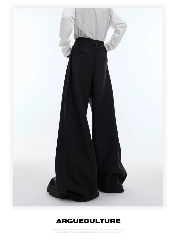 Three - Dimensional Pleated Casual Trousers with Belt Design for Spring - ArguE CulturE