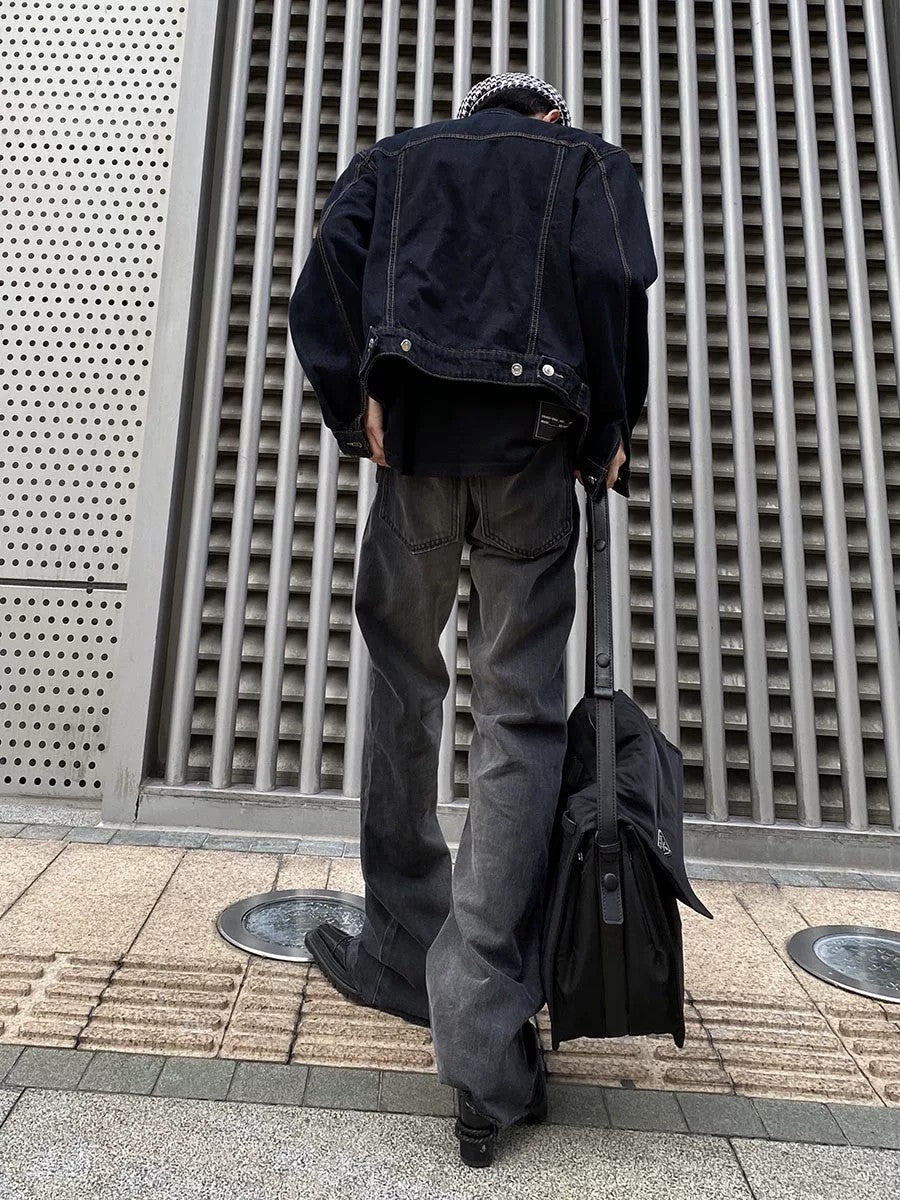 Black version of the gradient tie-dye flared pants