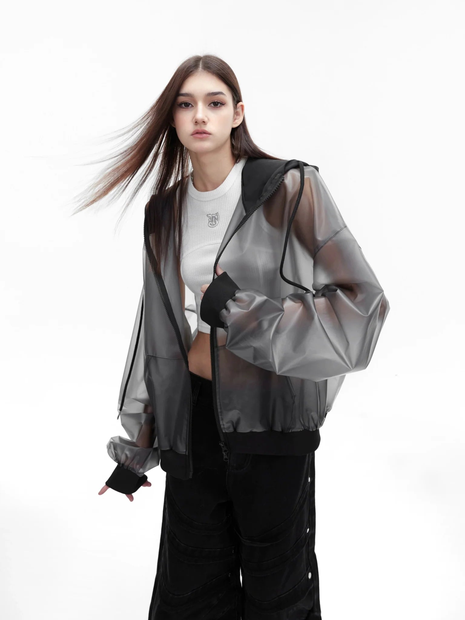 Transparent Design Faux Leather Hooded Jacket | Unisex Loose Coat - ArguE CulturE