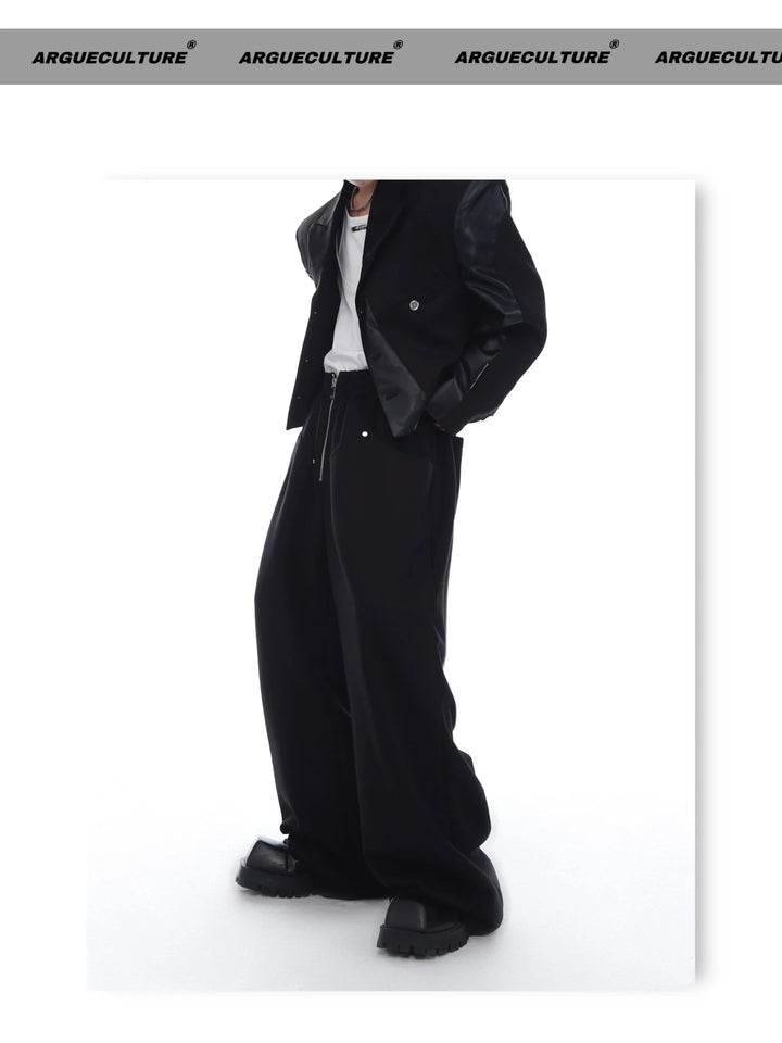 Trendy Metal Zipper Wide - Leg Sweatpants with Versatile Minimalism - ArguE CulturE