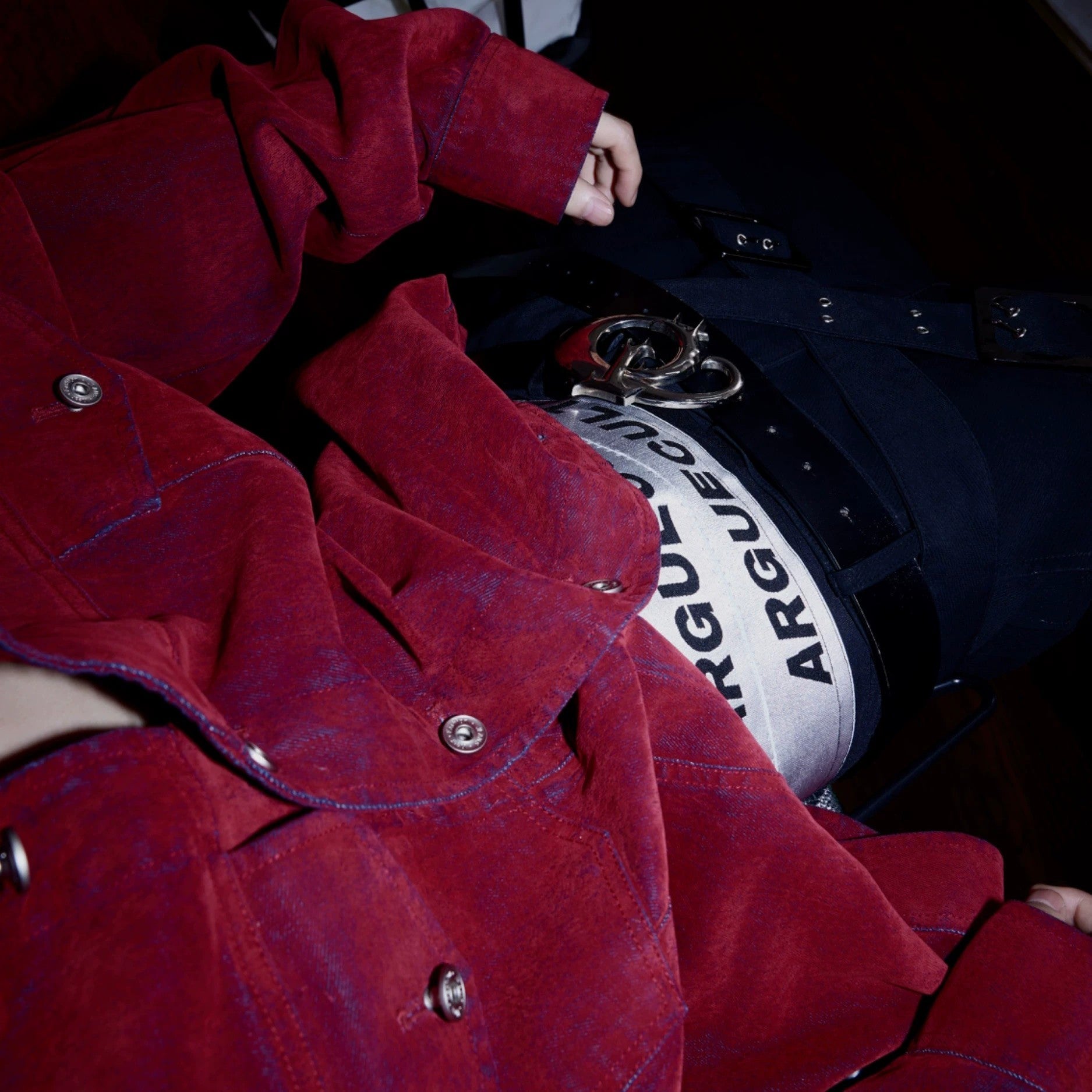 Red quick-dry breathable ice silk boxers for men with street style design.