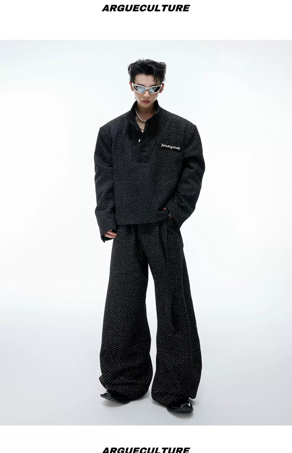 desc::tweed-textured-streetwear-set-pearl-button-jacket-pants-detail-img-12
