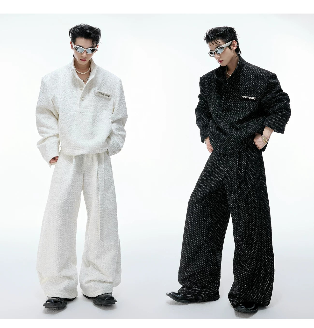 desc::tweed-textured-streetwear-set-pearl-button-jacket-pants-detail-img-5