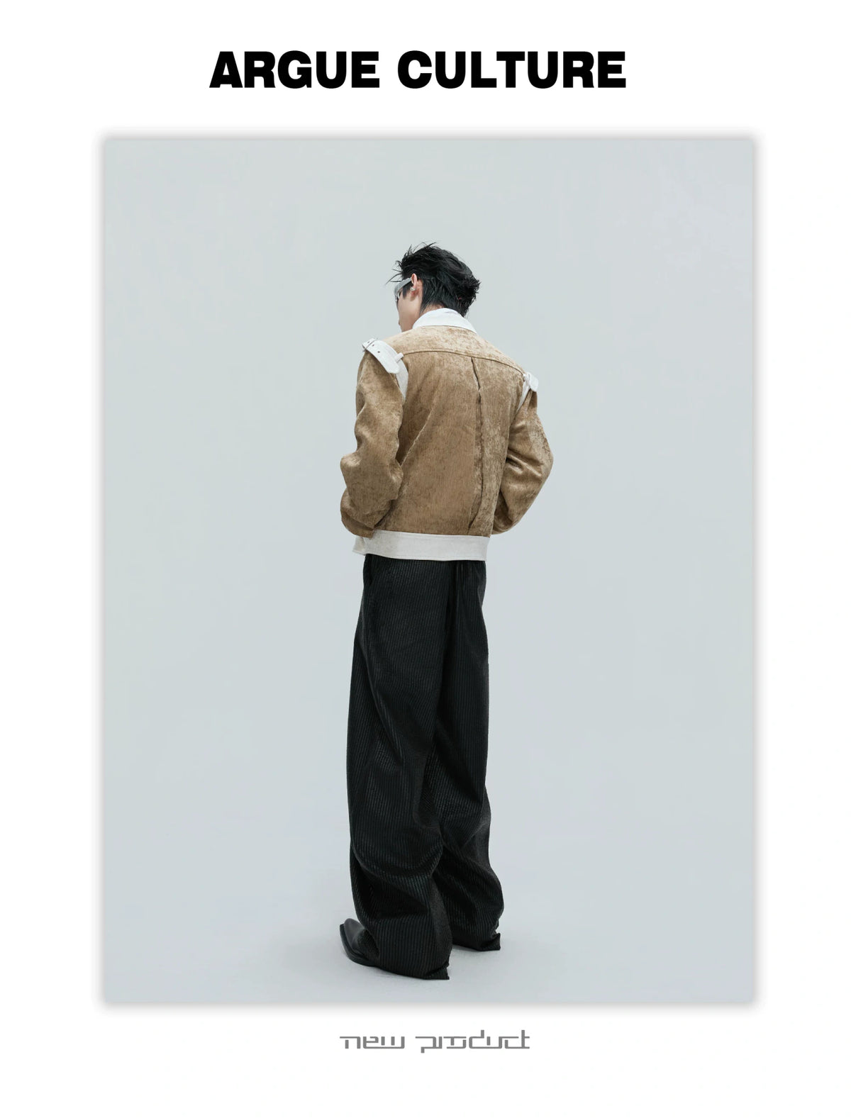 Unisex Cropped Velvet Color-Block Jacket | Black & White - detail image 5