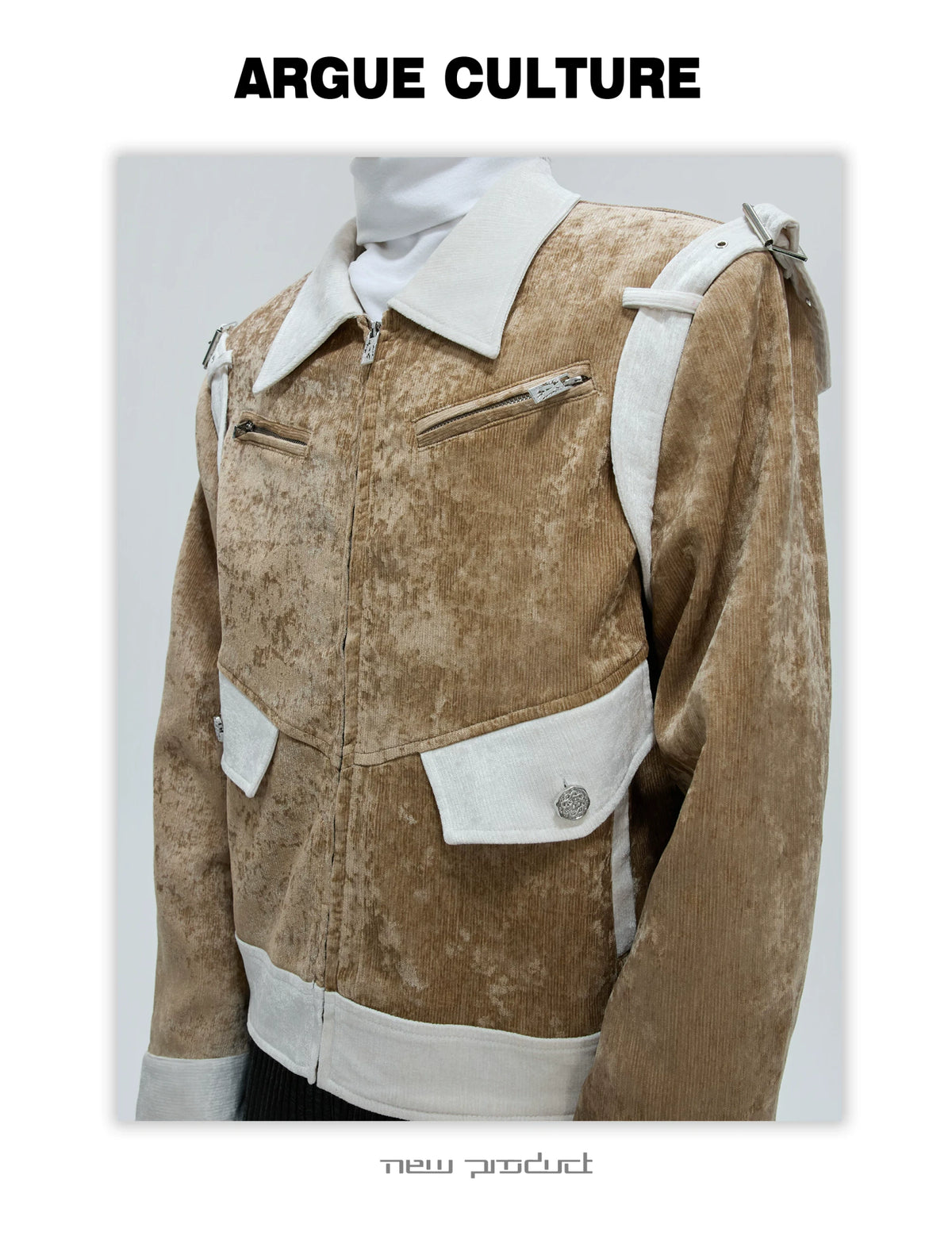 Unisex Cropped Velvet Color-Block Jacket | Black & White - detail image 20