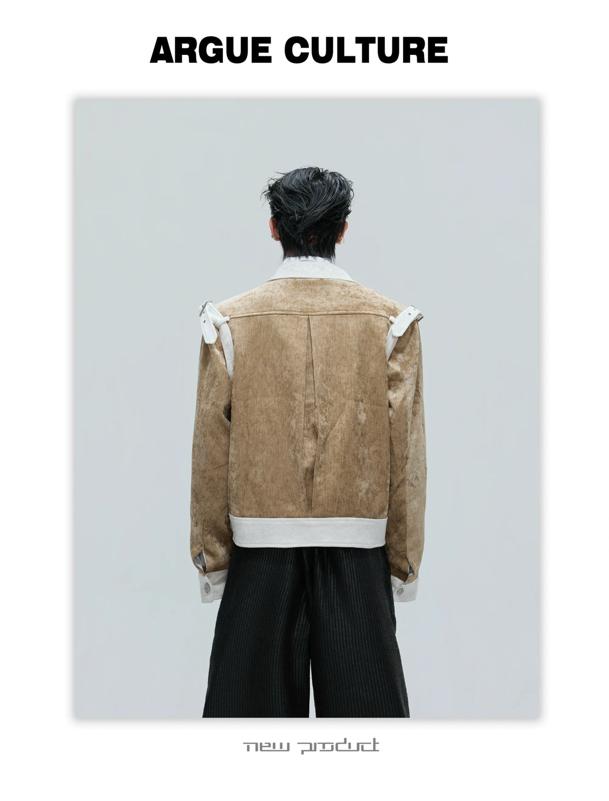 Unisex Cropped Velvet Color-Block Jacket | Black & White - detail image 18