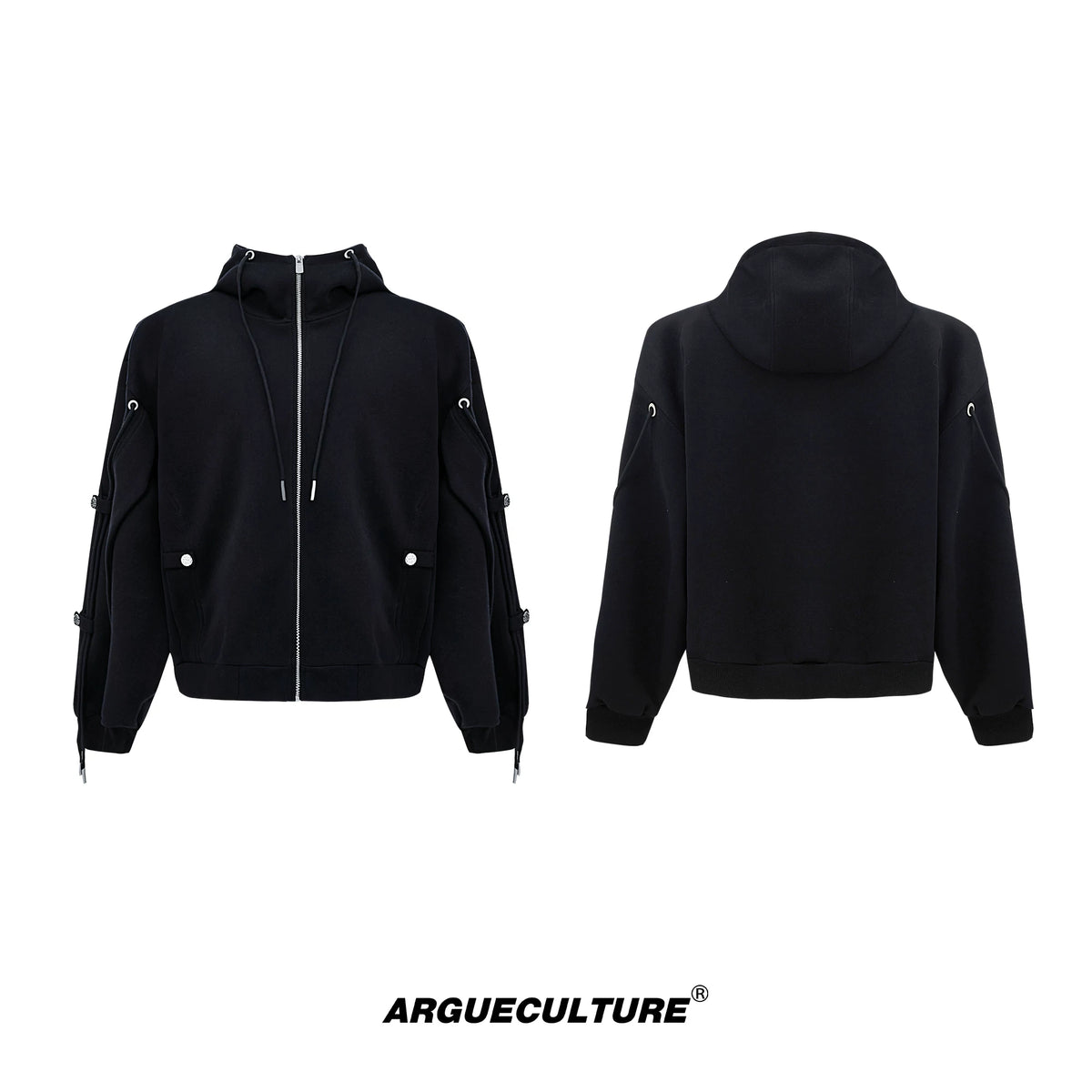 Unisex Deconstructed Drawstring Hoodie & Sweatpants - Black Top