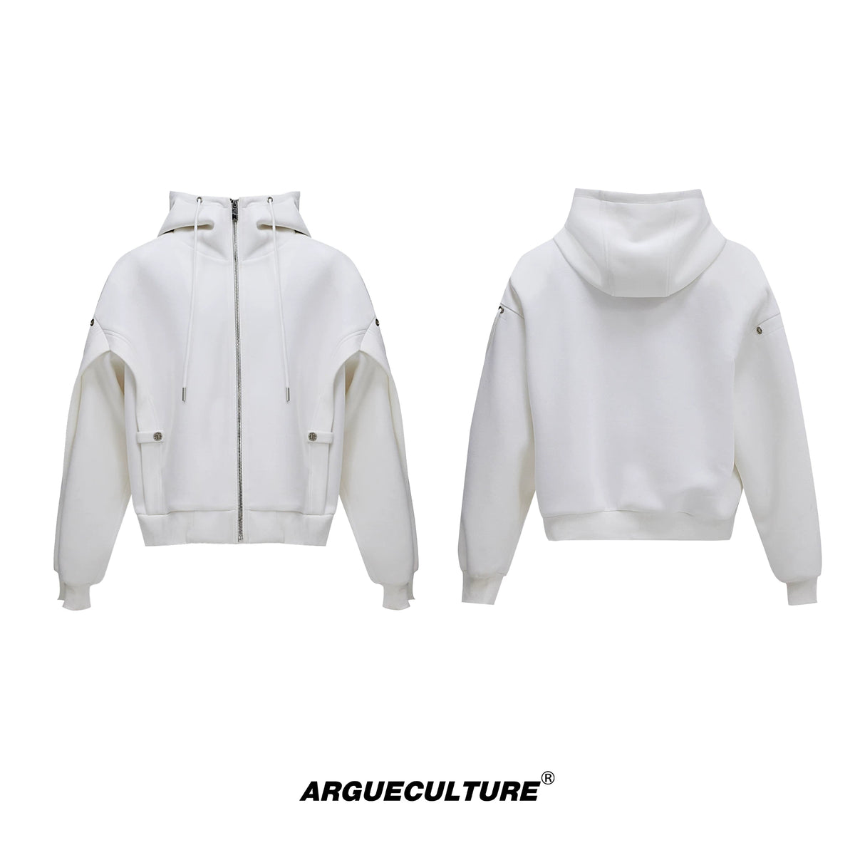 Unisex Deconstructed Drawstring Hoodie & Sweatpants - White Top