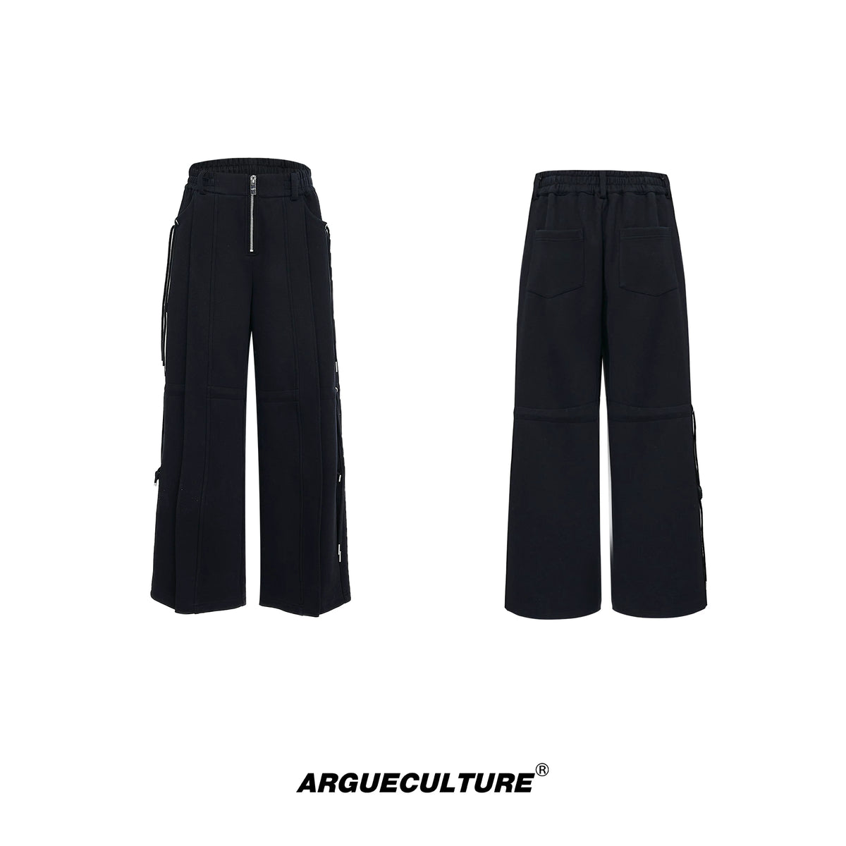 Unisex Deconstructed Drawstring Hoodie & Sweatpants - Black Pants