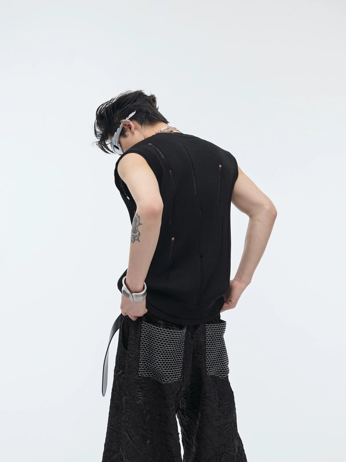 Unisex Deconstructed Knit Tank Top With Cutouts - main image 3