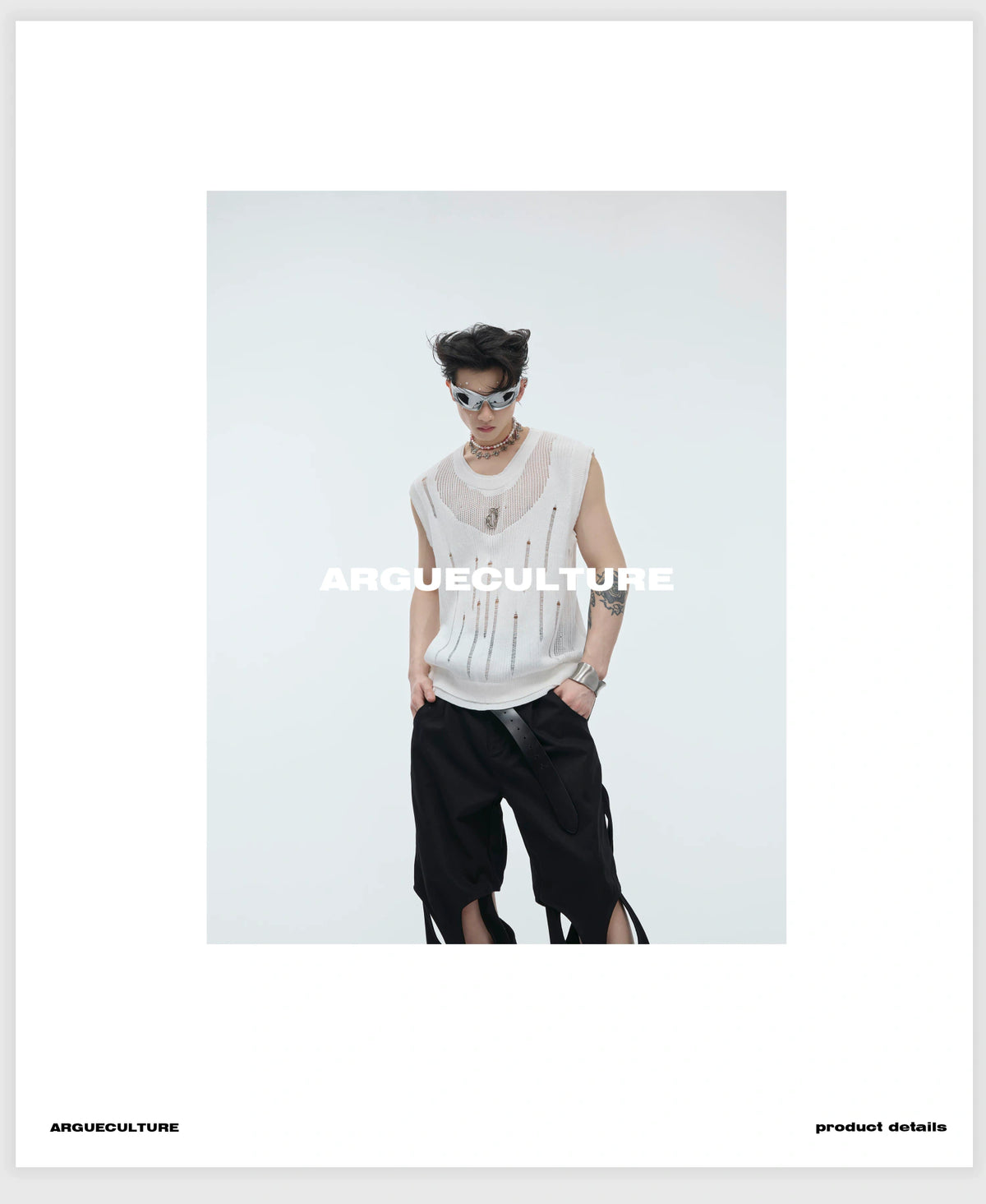 Unisex Deconstructed Knit Tank Top With Cutouts - detail image 5