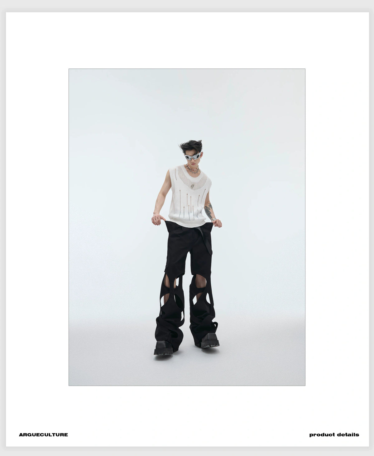 Unisex Deconstructed Knit Tank Top With Cutouts - detail image 6