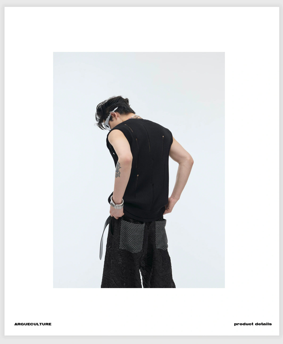 Unisex Deconstructed Knit Tank Top With Cutouts - detail image 3