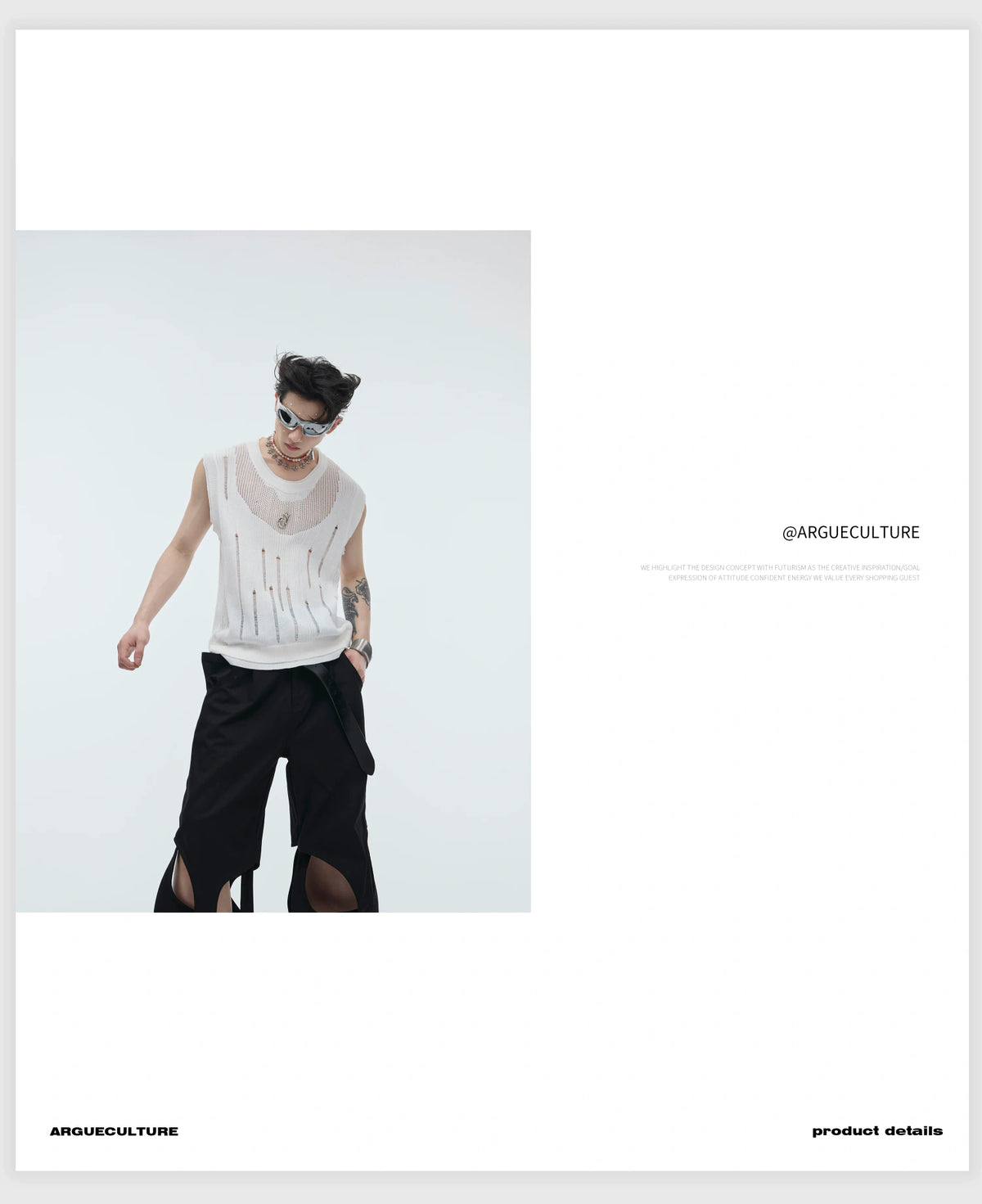 Unisex Deconstructed Knit Tank Top With Cutouts - detail image 4