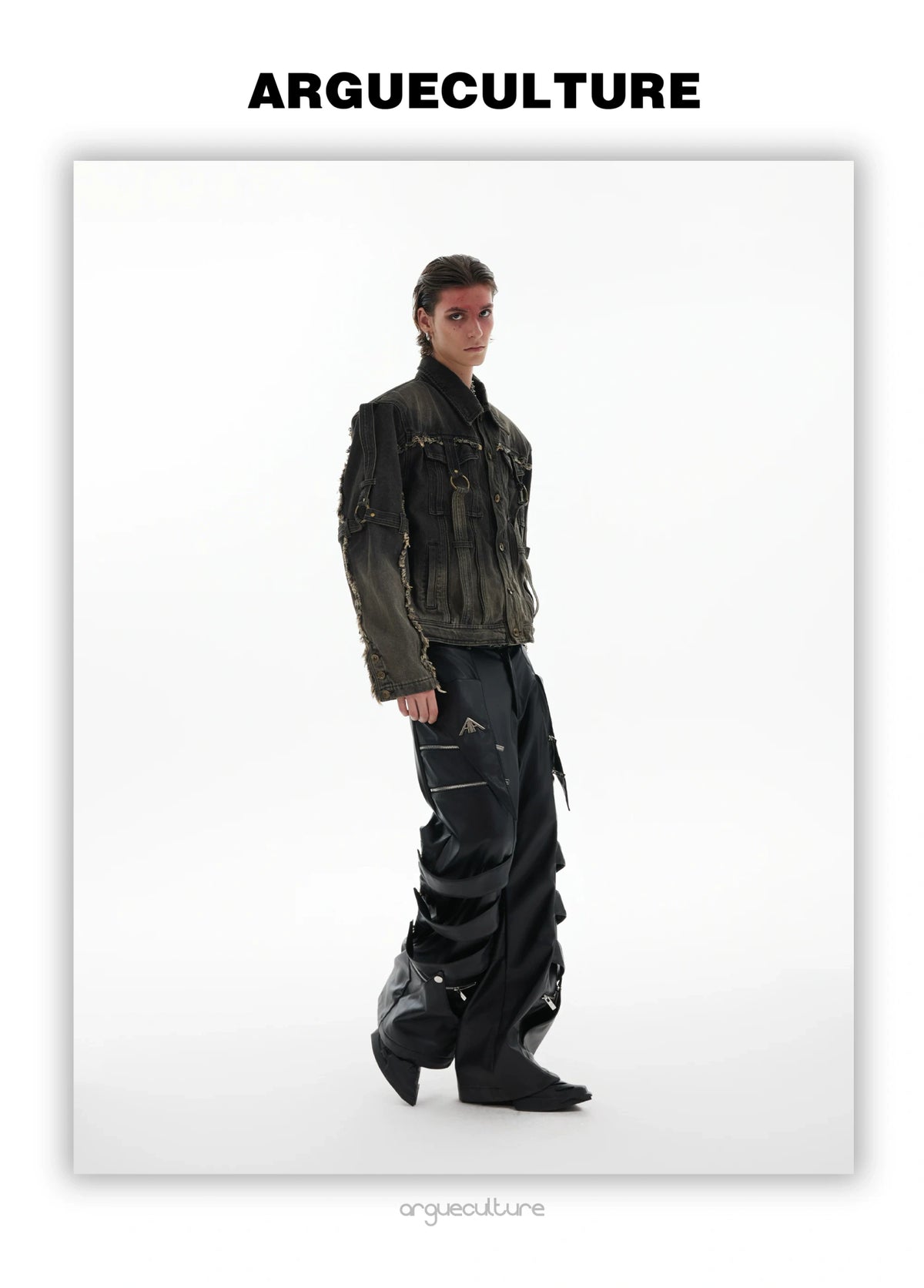 Unisex Raw-Edge Washed Denim Jacket in Black or Blue - detail image 14
