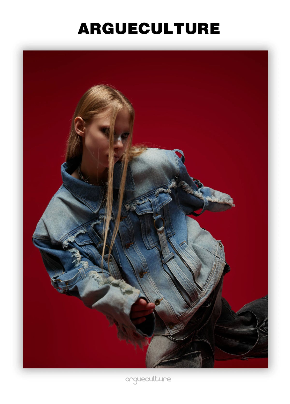 Unisex Raw-Edge Washed Denim Jacket in Black or Blue - detail image 2